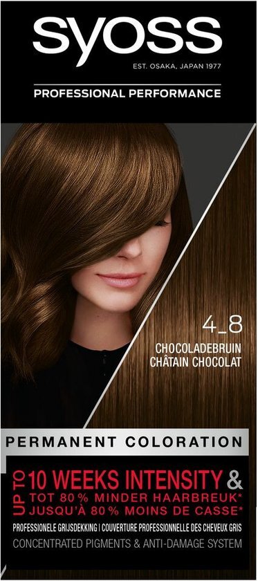 Syoss - Baseline - 4-8 Chocoladebruin - Permanente Haarverf - Haarkleuring - Voordeelverpakking - 3 Stuks