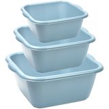 Forte Plastics Afwasbak teil - set van 3 formaten - 10 en 15 en 20 liter - licht blauw - kunststof