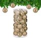 Relaxdays Kerstballen - set van 30 - plastic - Ø 6 cm - onbreekbaar - champagne