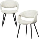 WOOOD Yossi Eetkamerstoelen Metalen Zwarte Poot - Naturel - Set van 2