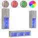 Ensemble de meubles TV 5 pièces avec LED gris chêne sonoma