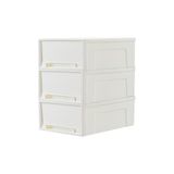 Cetomo 14L x 3 ladenbox, kunststof opbergdoos met laden, stapelbare ladekast voor kledingkast, slaapkamer, slaapzaal, kantoor, gemakkelijk te trekken, wit, 14 l, set van 3