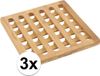 Merkloos Pannenonderzetter - 3x - bamboe hout - L20 x B20 x H1 cm - hittebestendig