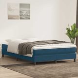 vidaXL Boxspringbed zonder matras, fluweel, donkerblauw, 140x220 cm