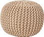 Homescapes Rond gebreide poef 100% katoen - Cremewit - 35x40 cm