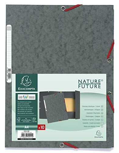 Exacompta - Ref. 55511E - 1 elastische map - 3 kleppen - van glanzend karton 400 g/m² - afmetingen 24 x 32 cm voor documenten in A4-formaat - kleur grijs