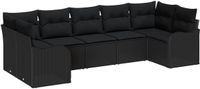 vidaXL Tuinbank Set Zwart Poly Rattan