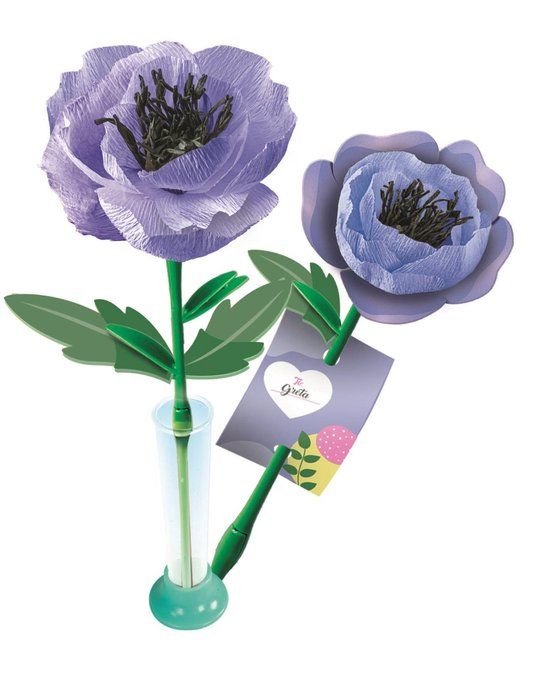 Clementoni Create Your Flowers Anemone - Anemoon Knutselen van Crepe Papier - Papieren Bloemen Maken Knutselpakket met Knutselspullen voor Kinderen