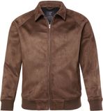 JP 1880 - Heren - blouson van suède outdoor leerlook rits tot 7XL - Donkerbruin - Maat 5XL