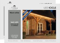 Anna's Collection Ijspegelverlichting - 2x - lichtsnoer - 360 led lampjes - warm wit - 720 x 60 cm