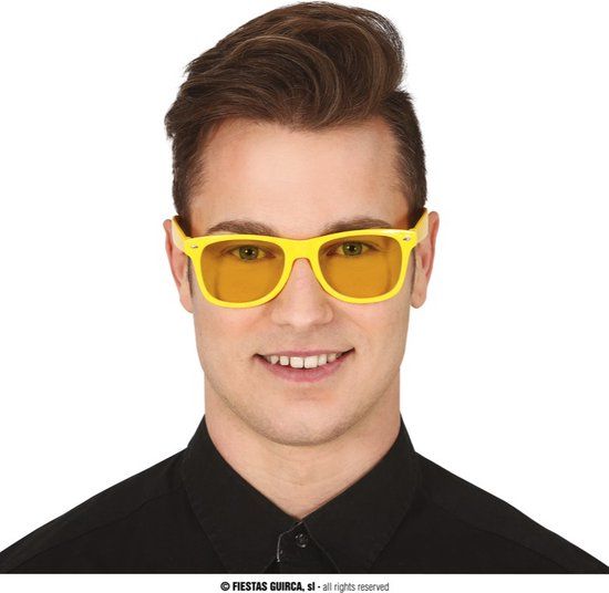Fiestas Guirca - Bril geel met gele glazen - Carnaval - Unisex - Plastic
