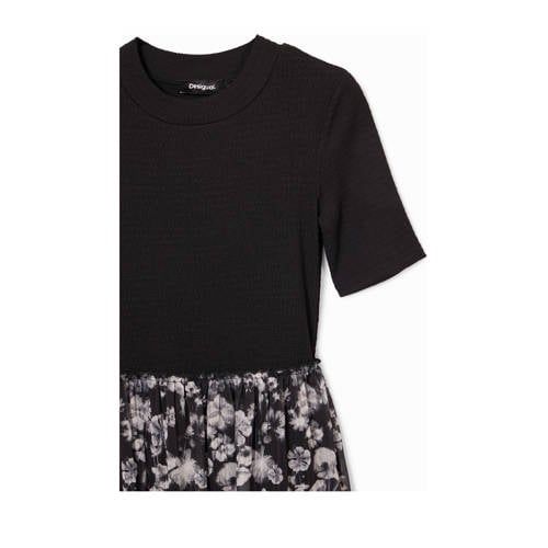 Desigual gebloemde jurk zwart/blauw