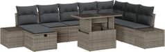 vidaXL Tuinbank - Set - 2 zitplekken - Grijs/ Donkergrijs - Polyrattan