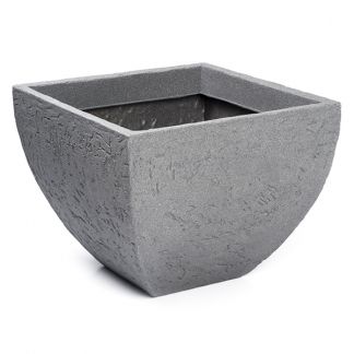 Gardalux Bloempot - 40 cm - Vierkant - Steenlook - Grijs - Buiten