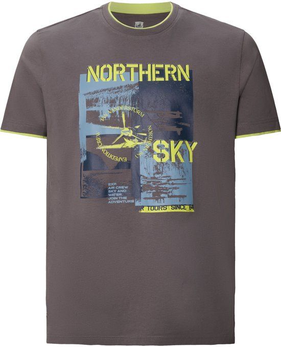 Jan Vanderstorm Heren T-shirt - 68/70 - Donkergrijs - Katoen - Loose Fit - Casual