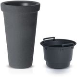 Prosperplast Plantenpot/bloempot Flower Tower - kunststof - antraciet - D48 x H78 cm - met binnenpot