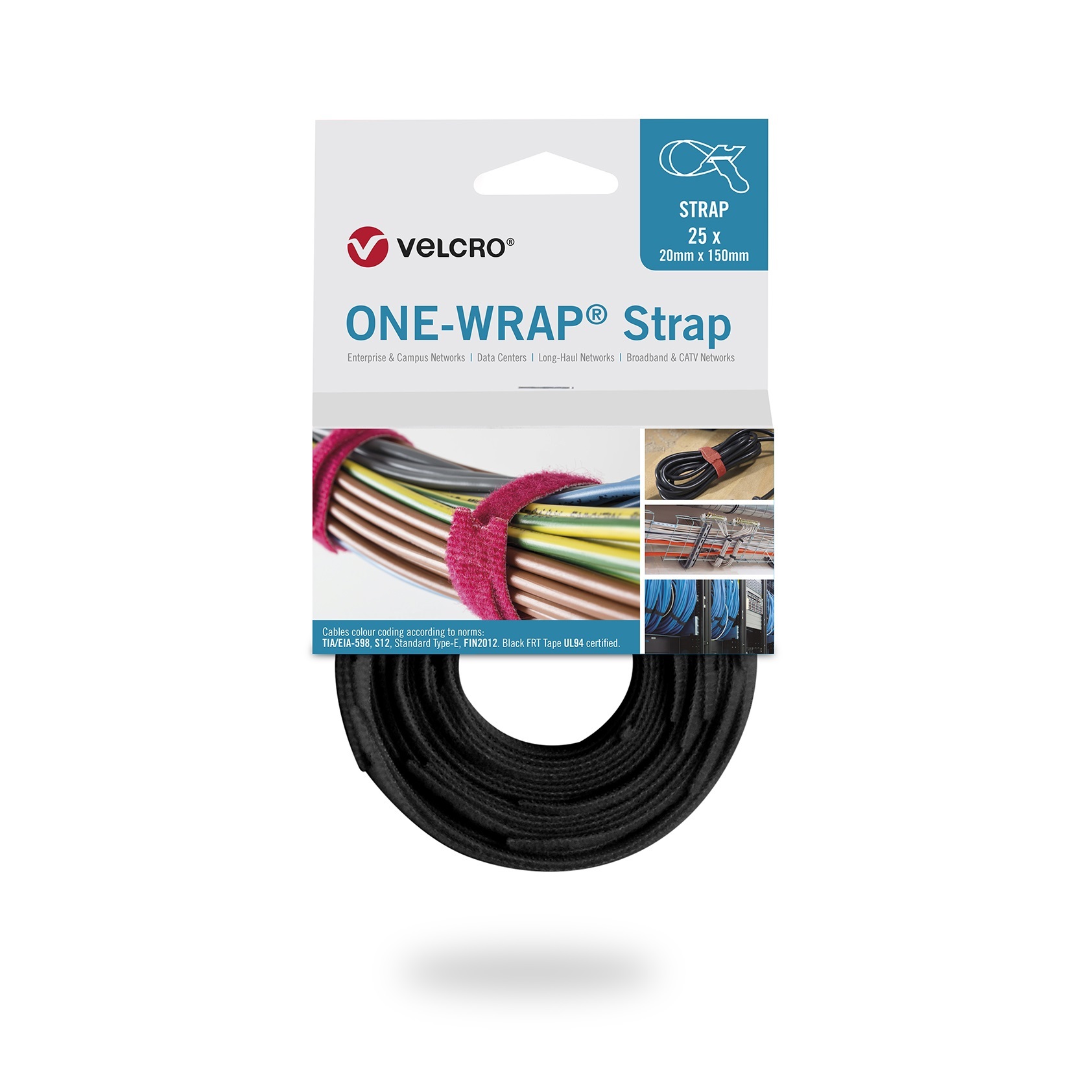 Velcro One-Wrap klittenband kabelbinders 150 x 12mm / zwart 25 stuks