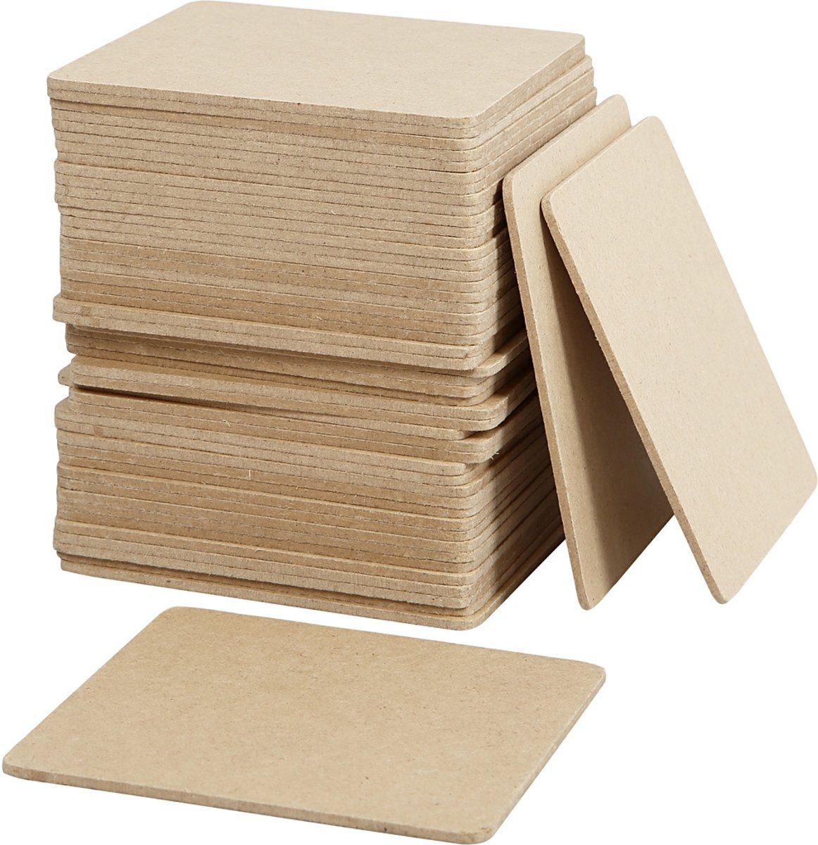 creotime Onderzetter - 10x10 cm - 50 stuks - MDF - Blank