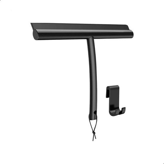 AKSA Home Douchewisser met Ophanghaak - Zwart - Siliconen - 23.5 cm