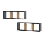 Vicco Tomy Wandplank – 90 x 30 cm Set van 2 Antraciet/gouden eik
