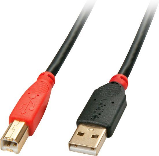 Lindy USB A to USB B Cable - 10m - Black/Red