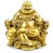 WEALTHCOMING Fengshui Decor lachend Boeddhabeeld voor geluk en geluk, God van rijkdom standbeeld, messing boeddhistische beelden en sculpturen woondecoratie felicitatiegeschenken (X-Large)