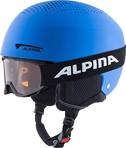 Alpina Unisex - Kinderen, ZUPO SET (+PINEY) Skihelm, blue matt, 48-52 cm