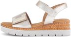Gabor Dames Platte Sandalen Goudkleur Leer Sleehak 3-4 cm Klittenband Maat 42