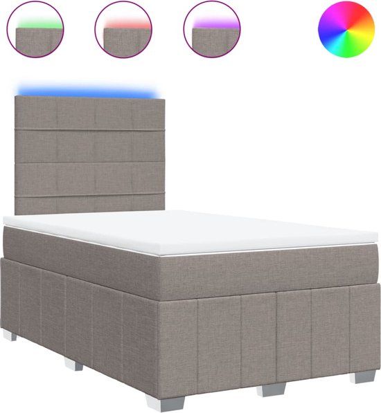 vidaXL Boxspring met matras stof taupe 120x200 cm