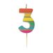 Talking Tables Nummer drie 3 Regenboog verjaardagskaars voor taarten, taarttopper decoratie, premium kwaliteit, cijferkaarsen, jubileumfeest, mijlpaal leeftijd, 5,5 cm hoogte, gerecyclede verpakking