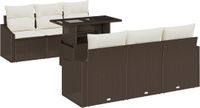 vidaXL Tuinbank Set 7-delig Bruin Polyrattan