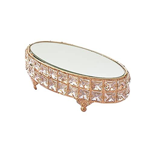 Tainrunse Cake Stand Impact-Resistant Elegant Uiterlijk Brede Toepassing Bling Faux Crystal Metalen Spiegel Dessert Stand voor Thuis D