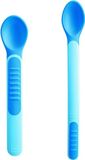 MAM Heat Sensitive Spoons & Cover, bestekset, verandert de kleur door hitte, met bestekhouder, lichtblauw