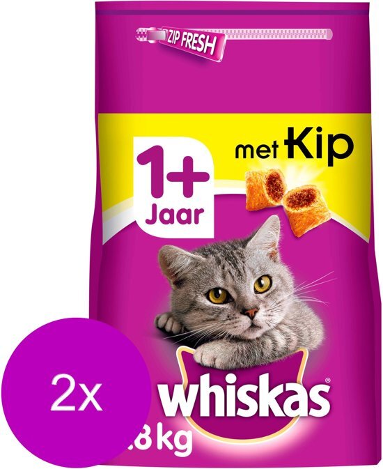Whiskas Brokjes Adult Kip - Kattenvoer - 2 x 3.8 kg