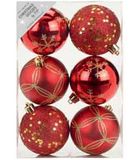 Inge's Christmas Decor 81075 Kerstbal Rood 6 stuk(s)