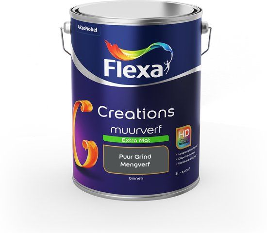 FLEXA Creations Muurverf - Extra Mat - Puur Grind - 5 liter
