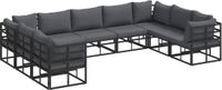 vidaXL - Tuinbank - Set - 9 - st - Zwart - Aluminium