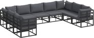 vidaXL - Tuinbank - Set - 9 - st - Zwart - Aluminium