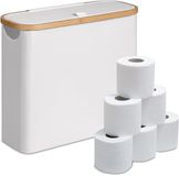 Merkloos Relaxdays Reserverolhouder - voor 12 rollen - bamboe - wit