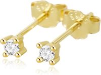 Elenza AMS Elenza .925 Zilveren Studs met Gouden Plating en Zirconia – 2mm