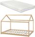 en.casa Kinderbed Cerro huisbed met matras 120x200 cm houtkleurig