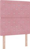 vidaXL LED Box Spring Bed with Mattress Pink 80 x 200 cm Velvet