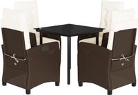 vidaXL 5-delige Tuinset met Kussens, Poly Rattan, Bruin