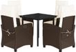 vidaXL 5-delige Tuinset met Kussens, Poly Rattan, Bruin