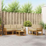 vidaXL Acacia Hout Bank Loungeset 5 Zitplekken Natuurlijk en Beige