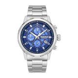 Timberland ILG of Switzerland AG Chronograaf Hampton Harbour Polshorloge voor heren - Zilverkleurig stalen band, Donkerblauwe stalen kast, Analoog Quartz uurwerk, 46mm kastdiameter, 5 ATM waterdicht