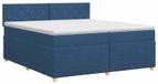 vidaXL Boxspringbed met matras en hoofdbord, blauw, 200 x 200 cm, stof