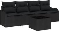 vidaXL Tuinbank Set Zwart Poly Rattan