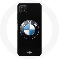 Maniacase Hoesje voor Samsung Galaxy A22 5G BMW Logo zwarte achtergrond