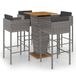 5-delige Tuinbarset met kussens poly rattan grijs